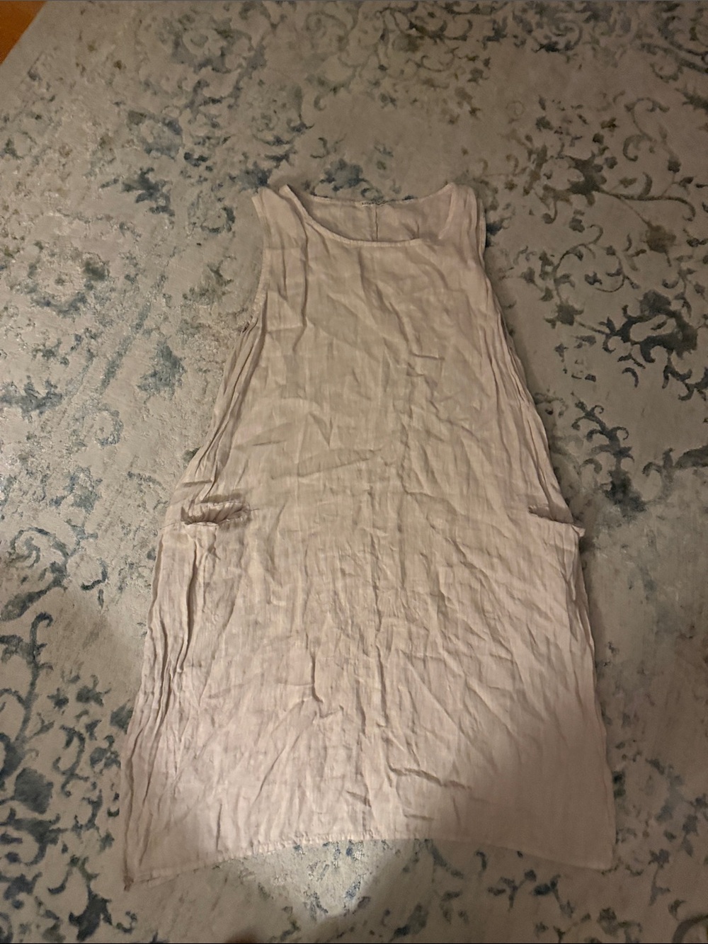 Sleeveless Light Beige Linen-Blend Tank Dress